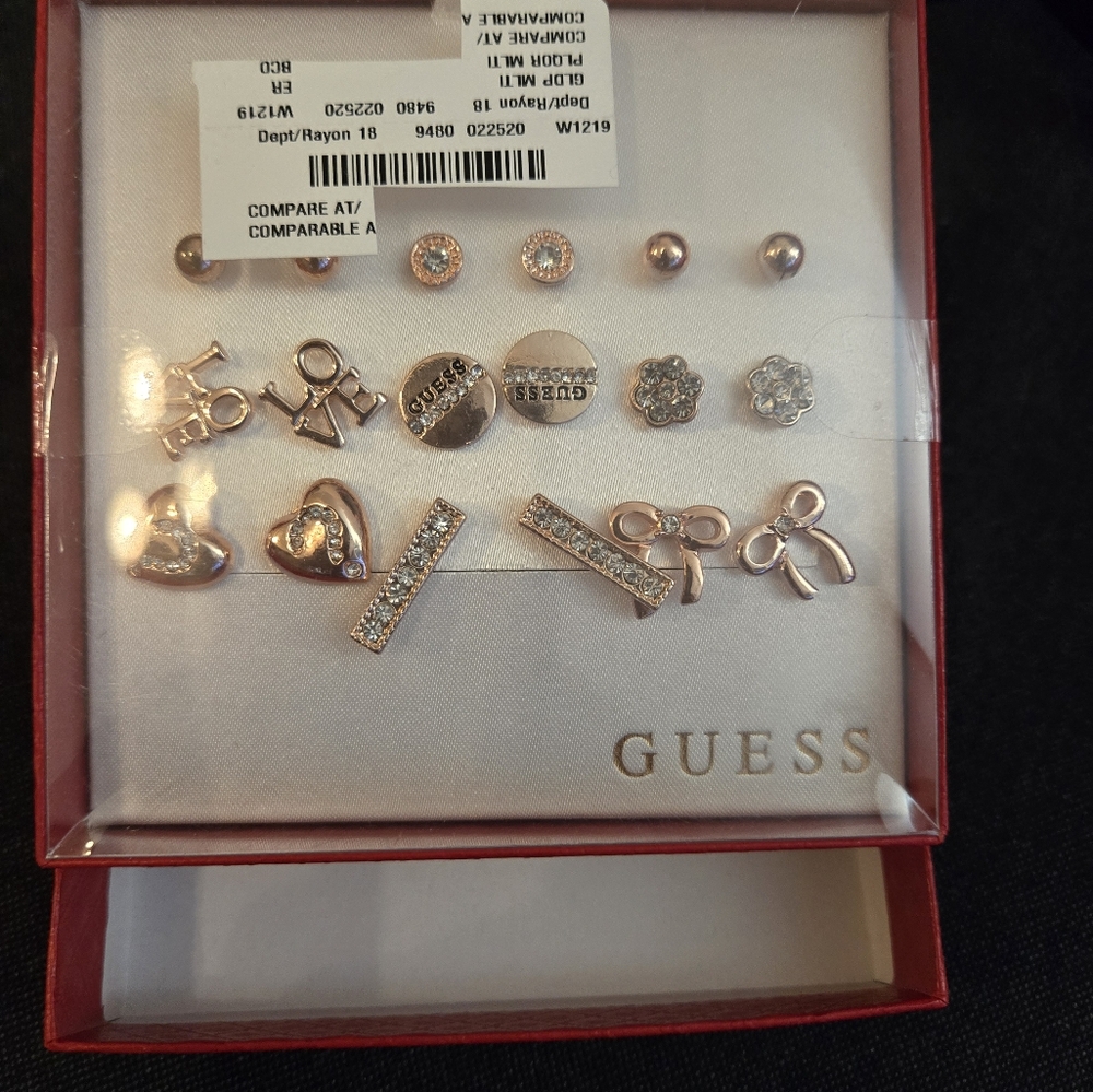 Guess Silver and Gold Earrings Set